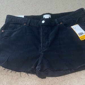 Womens New H&M High Waist Black Denim Shorts